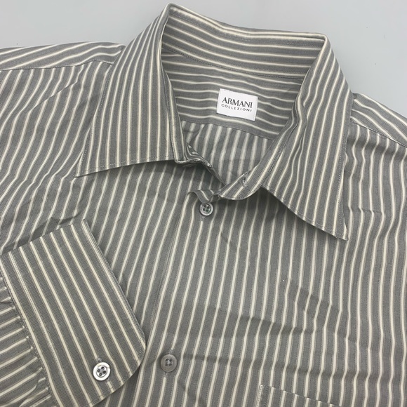 Armani Collezioni Other - Armani Collezioni Button Up Shirt Mens XXL Grey Striped Casual Preppy (0696)